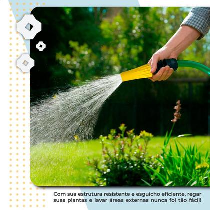 Imagem de Mangueira de Jardim Antitorção Parede Reforçada com Esguicho e União Azul