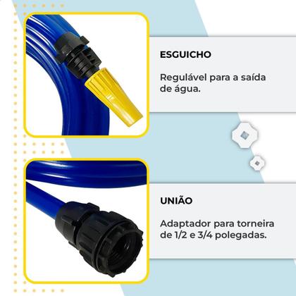 Imagem de Mangueira de Jardim Antitorção Parede Reforçada com Esguicho e União
