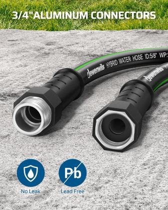 Imagem de Mangueira de jardim DEWENWILS Heavy Duty 5/8  50 pés flexível preta+verde