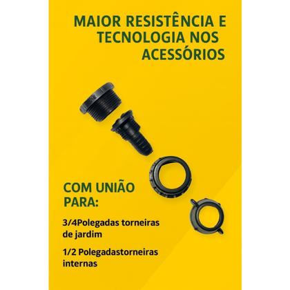 Imagem de mangueira de jardim trançada bicolor azul e preto reforçada 5 m 7/16 limpeza esguicho gatilho