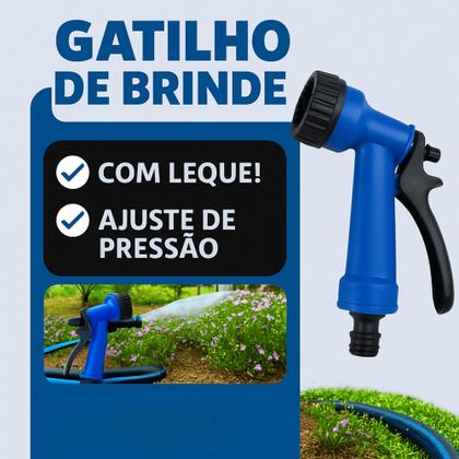 Imagem de mangueira de jardim trançada bicolor azul e preto reforçada 5 m 7/16 limpeza esguicho gatilho