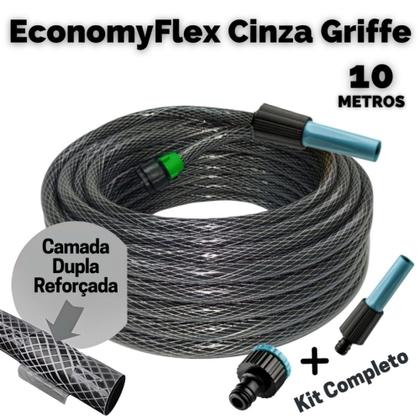 Imagem de Mangueira de jardim trançada EconomyFlex cinza Griffe 10 Mts Duraflex