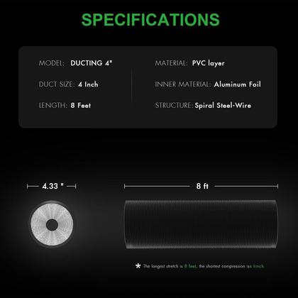 Imagem de Mangueira de ventilação Simple Deluxe, duto flexível de alumínio de 4 polegadas