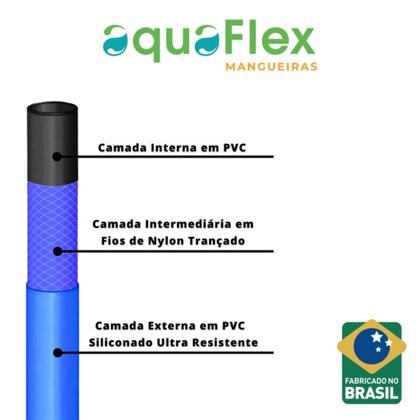 Imagem de Mangueira Doméstica AquaFlex Azul 50Mts e Carrrinho