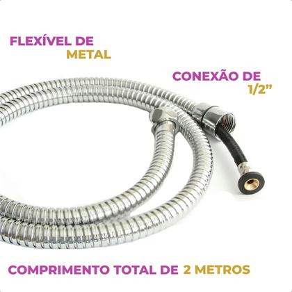 Imagem de Mangueira Engate Flexível Chuveirinho Ducha Higiênica 2 Metros