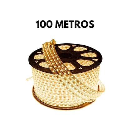 Imagem de Mangueira Fita LED Rolo 100m Branca Frio/Quente 220v Dupla 12mm 15w Casa Comércio Decoração
