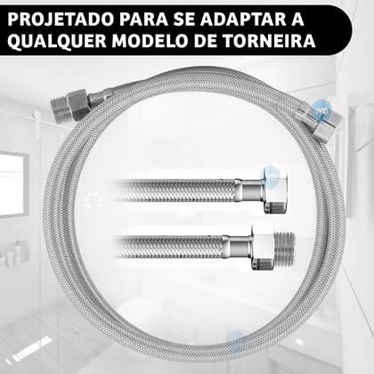 Imagem de Mangueira Flexível Engate Rabicho Macho Fêmea 60 Cm 1/2 Polegadas