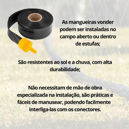 Imagem de Mangueira Irrigação Reforçada VONDER Microfuros Conector Fita Irrigação Plantação Jardim Hortas Plantas Gramado