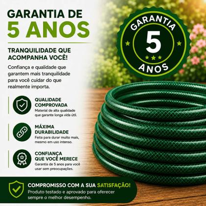 Imagem de Mangueira Jardim 15 Metros Com Esguicho Engate Trançada Reforçada Flexível Anti Dobra Irrigação Quintal Lavagem Durável