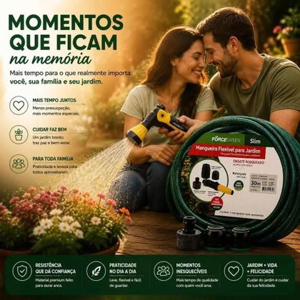 Imagem de Mangueira Jardim 30 Metros Com Esguicho Trançada Reforçada Flexível Anti Dobra Irrigação Quintal Lavagem Durável
