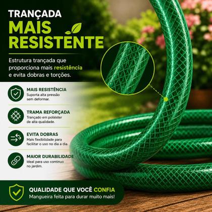 Imagem de Mangueira Jardim 50 Metros 1/2 Trançada Reforçada Flexível Anti Dobra Irrigação Quintal Lavagem