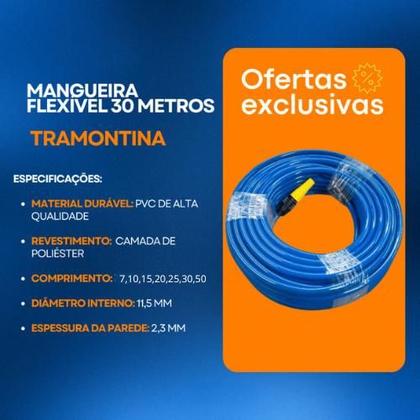 Imagem de Mangueira Jardim Reforçada Tramontin Lisa Flexivel 50 30 25 20 15 10 7 Metros