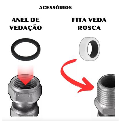 Imagem de Mangueira Kit Gás Encanado Completo 1,20 Valvula E Adptador