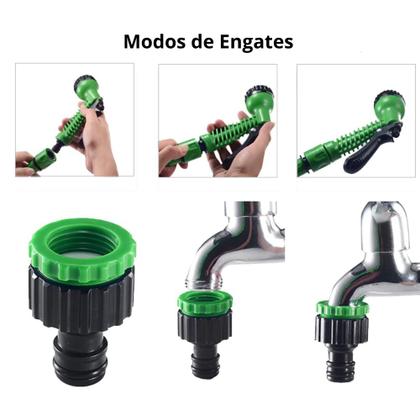 Imagem de Mangueira Mágica de Jardim 30 metros Água Retrátil Expansível Elástica Flexível Multiuso Azul Verde Com Esguicho