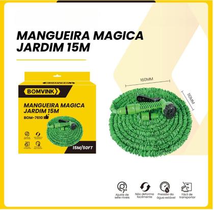 Imagem de Mangueira Mágica Expansível Retrátil Com 7 Tipos De Jato Ajustável Jardim