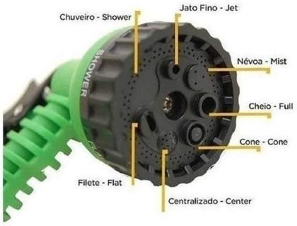 Imagem de Mangueira Mágica Para Jardim Casa Carro Estica e Encolhe podendo chegar ate 60 Metros Verde 7 Jatos