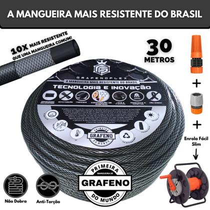 Imagem de Mangueira para Jardim Ultra Resistente com Enrolador Fixo 30 Metro - GrafenoFlex