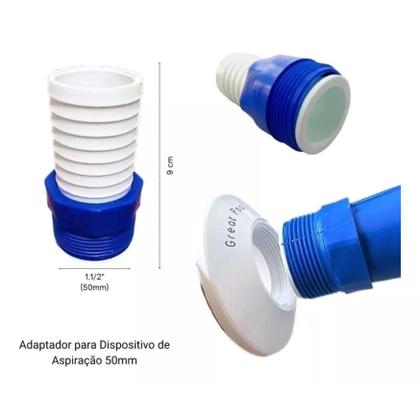 Imagem de Mangueira para Limpeza de Piscinas Flexível Flutuante 07 Metros com 02 Ponteiras e 01 Adaptador para Aspiração