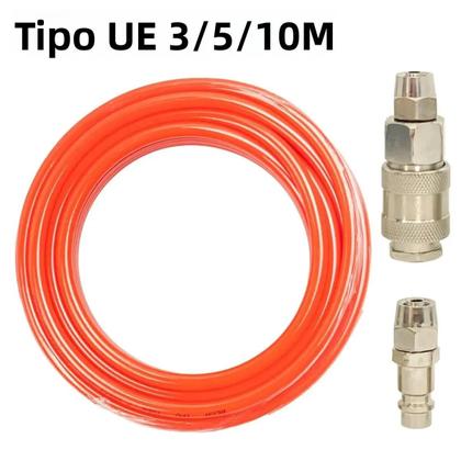 Imagem de Mangueira Pneumática Reta De 3/5/10 Metros Para Compressor De Ar, Tubo PE 5x8mm Com Conexão Rápida