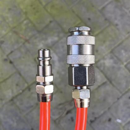 Imagem de Mangueira Pneumática Reta De 3/5/10 Metros Para Compressor De Ar, Tubo PE 5x8mm Com Conexão Rápida