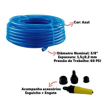 Imagem de Mangueira Trançada 10M Slim Azul com Engate E Esguicho - Force Line