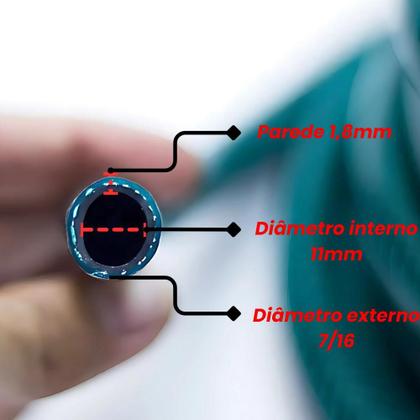 Imagem de Mangueira Trançada 30m Slim Verde com Engate e Esguicho Force Line