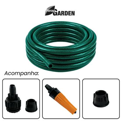 Imagem de Mangueira Trançada 30m Slim Verde com Engate e Esguicho Force Line