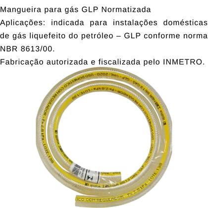 Imagem de Mangueira Trançada Botijão Fogão Gás GLP Flexível PVC/Poliester 10mm x 3,9 Ibirá 1,25 Metros Inmetro