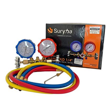 Imagem de Manifold 1/4" com Mangueira 90Cm R410 Suryha 80150.033
