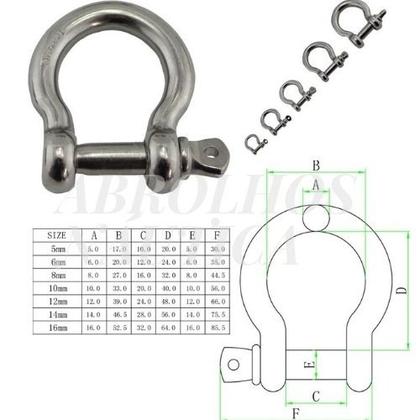 Imagem de Manilha Tornel Balão Anilha em Aço Inox 8Mm Carga Max 605 kg