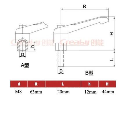 Imagem de Manipulo Alavanca Aperto Alça Trava Ajustável M8 X 20 Kit 3p
