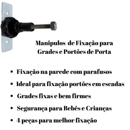 Imagem de Manípulo Especial Para Fixação Por Perfuração Para Portão de Porta Grade Pet Bebê