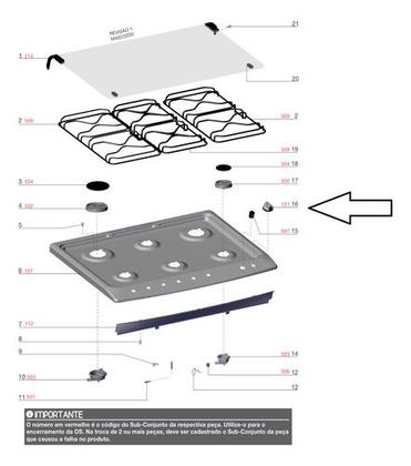 Imagem de Manipulo Queimador Fornos 76gs Electrolux Original A99937001