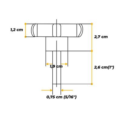 Imagem de Manipulo Termoplástico Macho Preto Com Parafuso 5/16 Polegadas