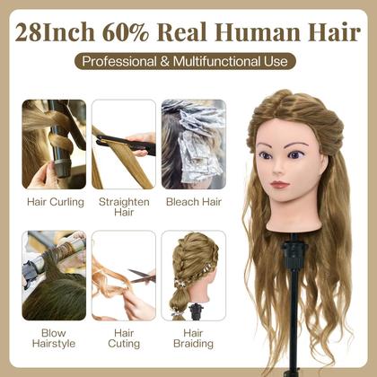 Imagem de Mannequin Head Neverland Beauty 70 cm 80% cabelo humano com suporte