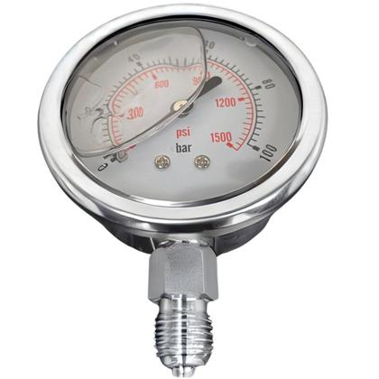 Imagem de Manômetro Reto 63mm Inox 1/4'' Glicerina - MR 063 IMP. INOX