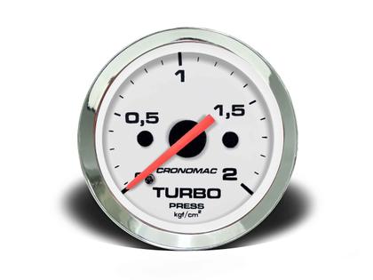 Imagem de Manômetro turbo 52mm mecânico 2kg croma branco (155302cb) cronomac