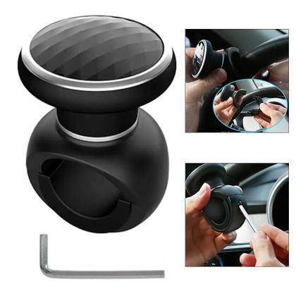 Imagem de Manopla Giratória Premium Em ABS Preto Para Volante De Carro - Acessório Automotivo