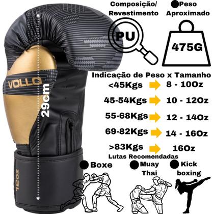 Imagem de Manopla Par Aparador de Soco + Par de Luvas Boxe Muay Thai 12Oz Vollo