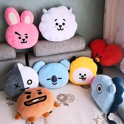 Imagem de Manta Almofada 2 em 1 Infantil Adulto Personagens BTS BT21 KPOP Travesseiro Pelúcia Decoração Presente Aniversário Dia das Crianças Menina Menino