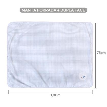 Imagem de Manta Bebê Flanelada Forrada Azul Carros Papi 1,0m x 75cm
