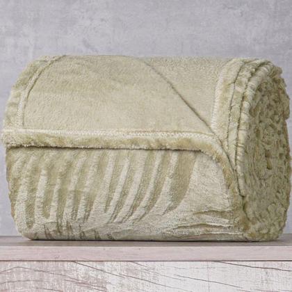 Imagem de Manta Casal Brushed New Microfibra Flannel 100% Poliéster 180x230 Folha Seca