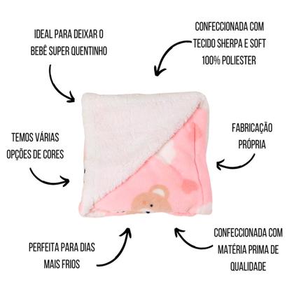 Imagem de Manta Cobertor Bebê Infantil Microfibra c/ Sherpa Antialérgico Menor Preço Mantinha Soft