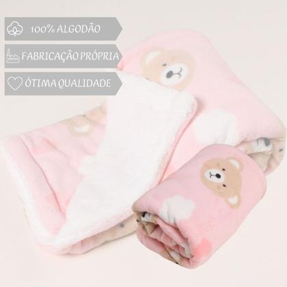 Imagem de Manta Cobertor Bebê Infantil Microfibra c/ Sherpa Antialérgico Menor Preço Mantinha Soft