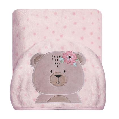 Imagem de Manta Cobertor Bebê Microfibra C/ Capuz Bordado 1.10x90cm Papi Friends