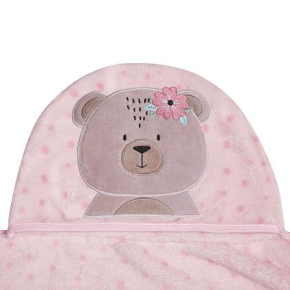 Imagem de Manta Cobertor Bebê Microfibra C/ Capuz Bordado 1.10x90cm Papi Friends