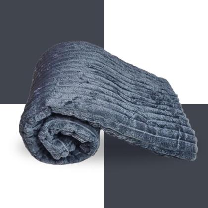 Imagem de Manta Cobertor Canelada Casal Soft Riscada Aveludada 2,0x1,80 microfibra