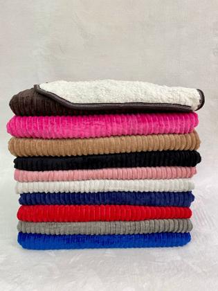 Imagem de Manta Cobertor Canelado Com Sherpa Casal Padrão Lã Com Forro Duplo Inverno Super Quentinha 01 Peça