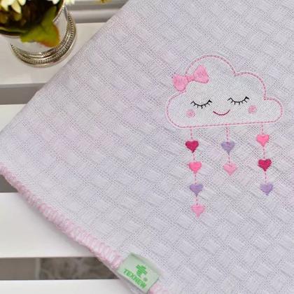 Imagem de Manta Cobertor Infantil Bebê Piquet Com Bordado 100% Algodão 90x110 - TexNew