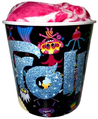 Imagem de Manta Cobertor Infantil Para Cama De Solteiro Inverno - Trolls - Branco E Rosa - Acompanha Balde Decorativo Para Pipoca - Licenciado DreamWorks